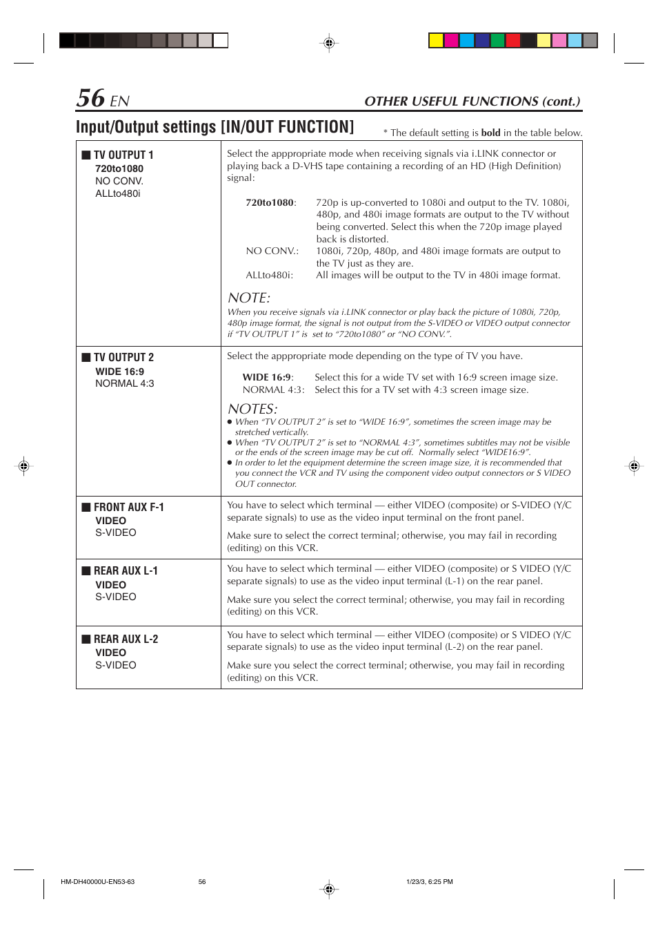 Input/output settings [in/out function, Other useful functions (cont.) | Marantz MV8300_U1B User Manual | Page 56 / 92