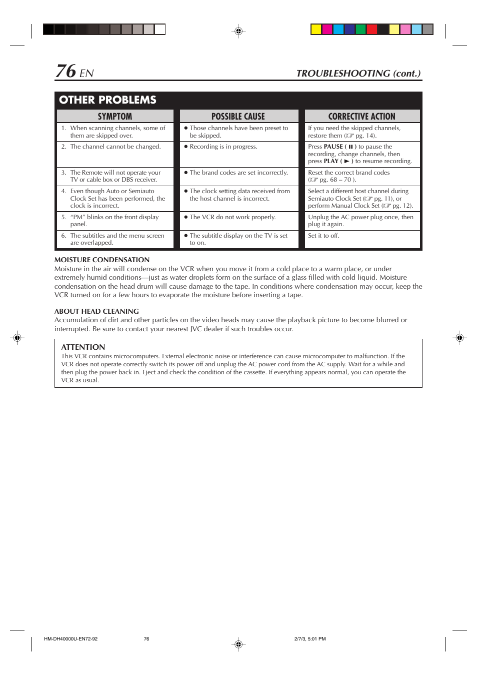 Other problems, Troubleshooting (cont.) | Marantz MV8300_U1B User Manual | Page 76 / 92