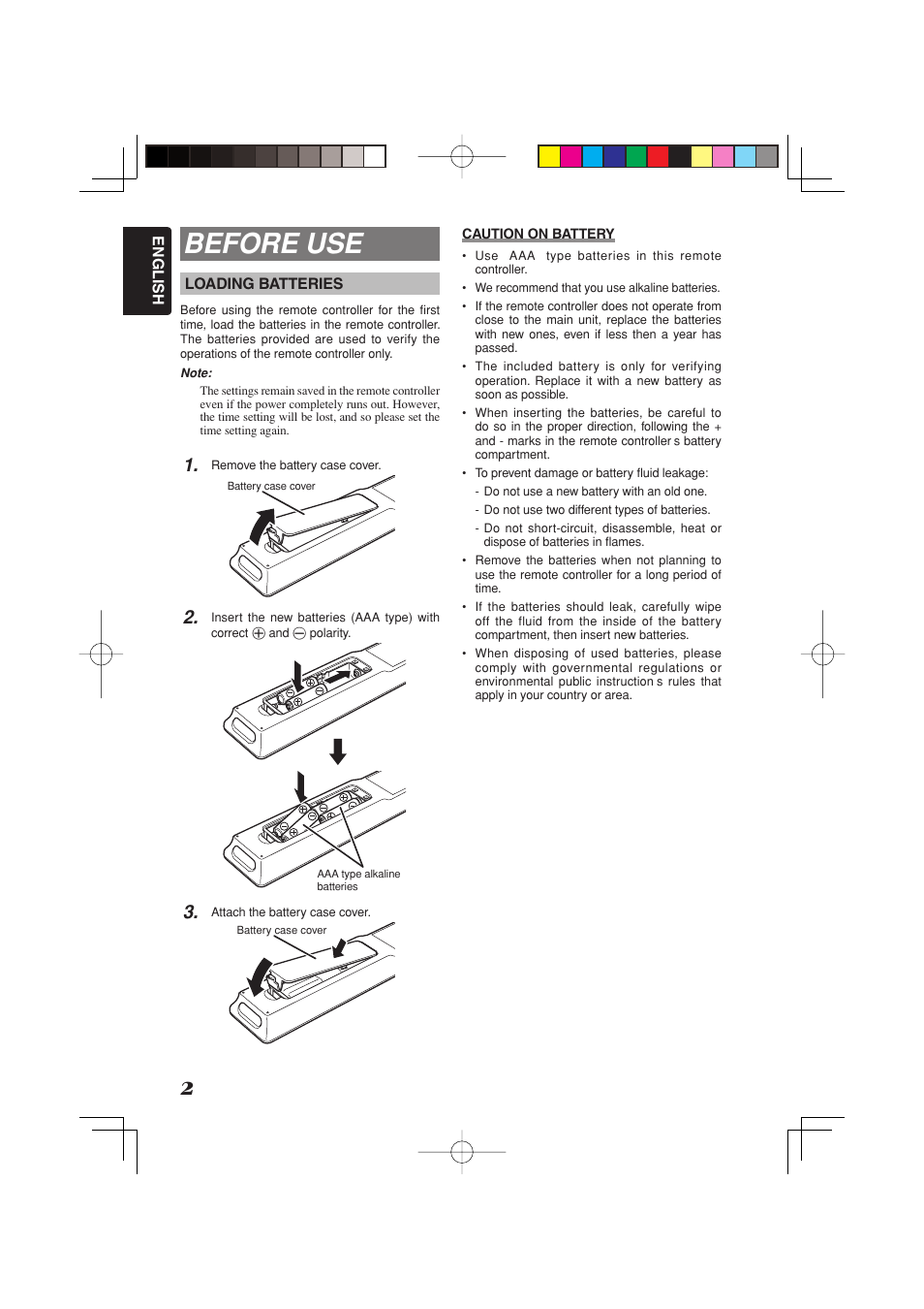 Before use | Marantz RC2001 User Manual | Page 4 / 22