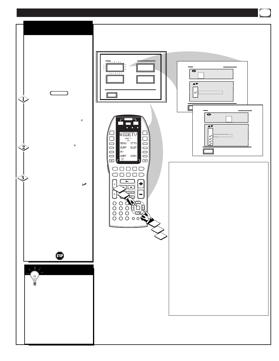 Eature, Ontrols, Continued | Content advisory parental guidelines, Mart | Marantz PV5580/PV6080 User Manual | Page 23 / 53