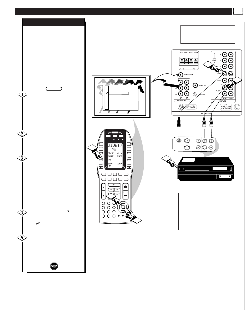 Sing the, Udio, Ideo | Nput, Acks, Continued | Marantz PV5580/PV6080 User Manual | Page 35 / 53