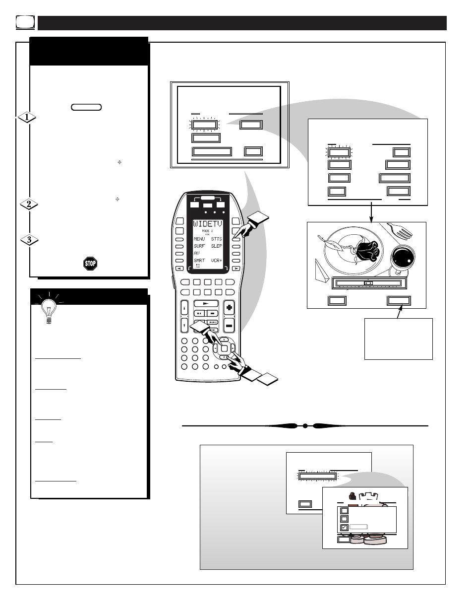 Icture, Ontrol, Djustments | Color, brightness, sharpness, tint, picture, Mart | Marantz PV5580/PV6080 User Manual | Page 6 / 53