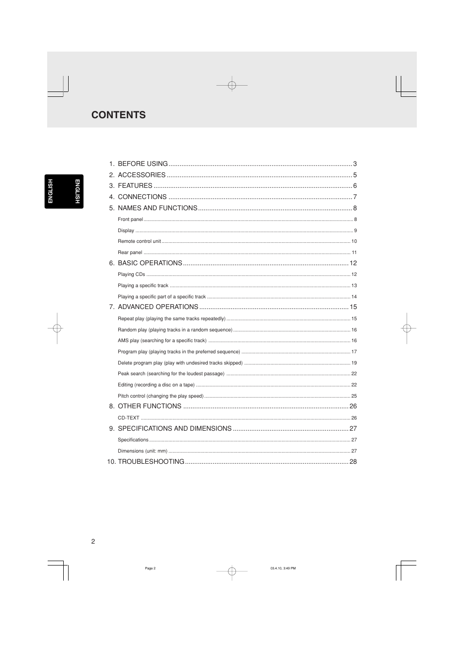 Marantz CD5400 User Manual | Page 6 / 33