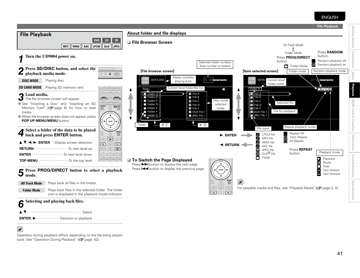 File playback | Marantz UD9004 User Manual | Page 44 / 77