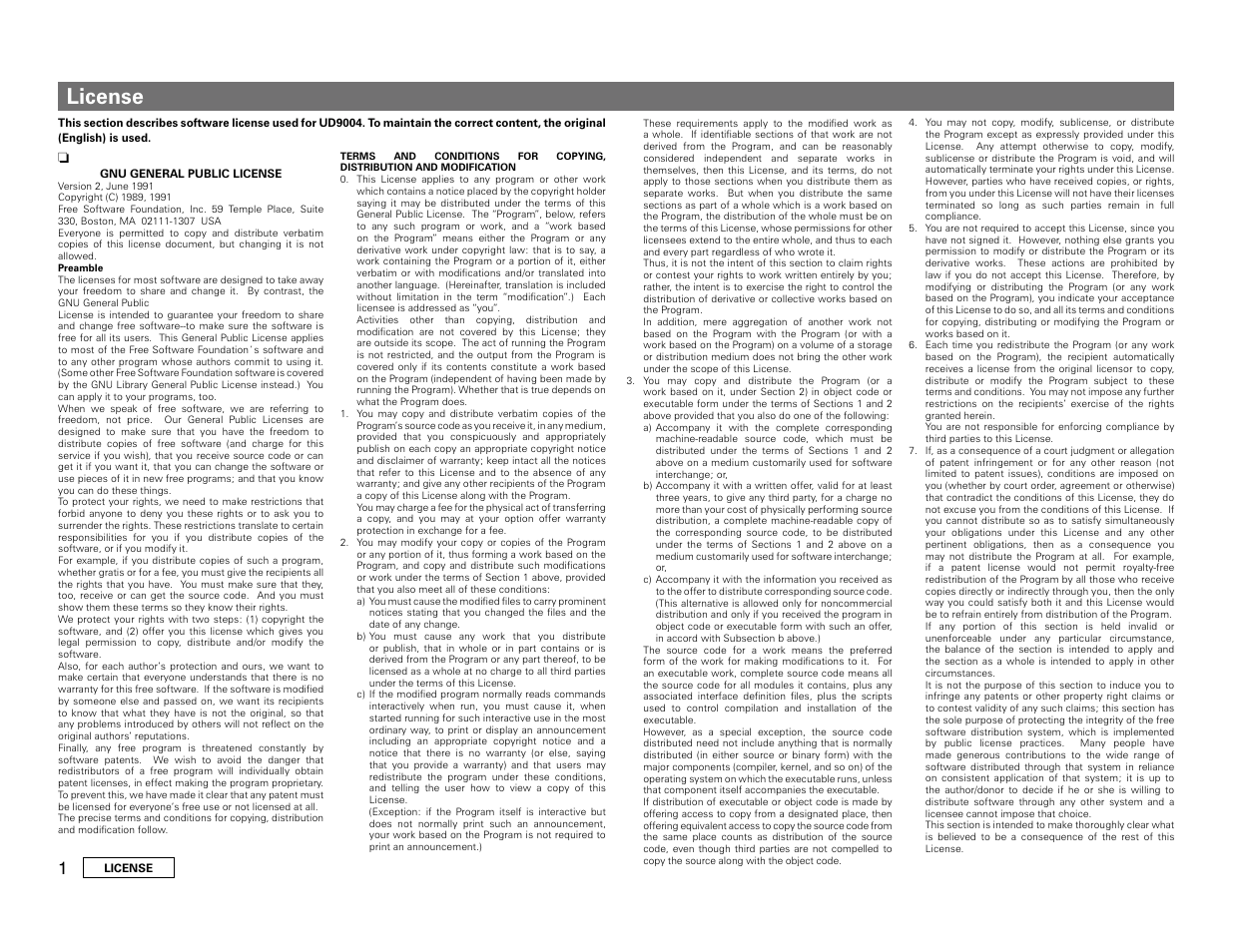 License | Marantz UD9004 User Manual | Page 62 / 77