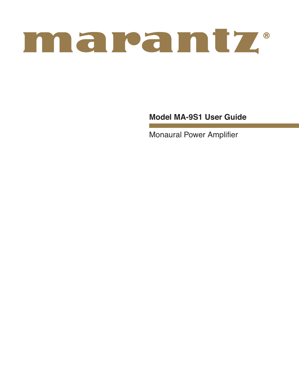 Marantz MA-9S1 User Manual | 20 pages