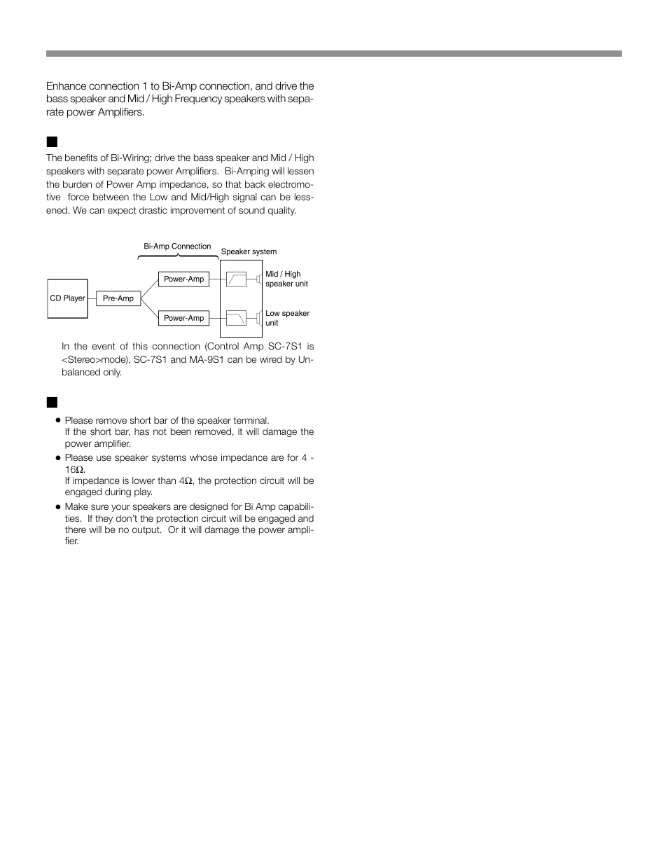 Bi-amp (connection), Wiring the speaker system, Connections | Marantz MA-9S1 User Manual | Page 10 / 20