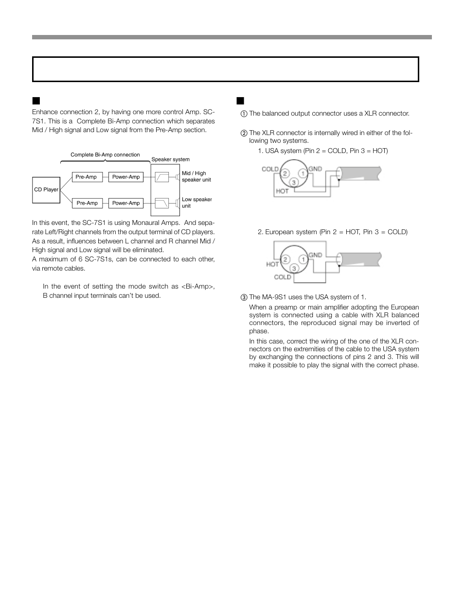Complete bi-amp connection, Balanced terminal, Connections | Marantz MA-9S1 User Manual | Page 12 / 20