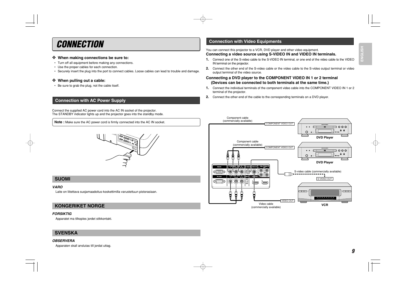 Connection, Fl off standby fl off standby | Marantz Mrantz DLP Projector VP-11S2 User Manual | Page 17 / 47