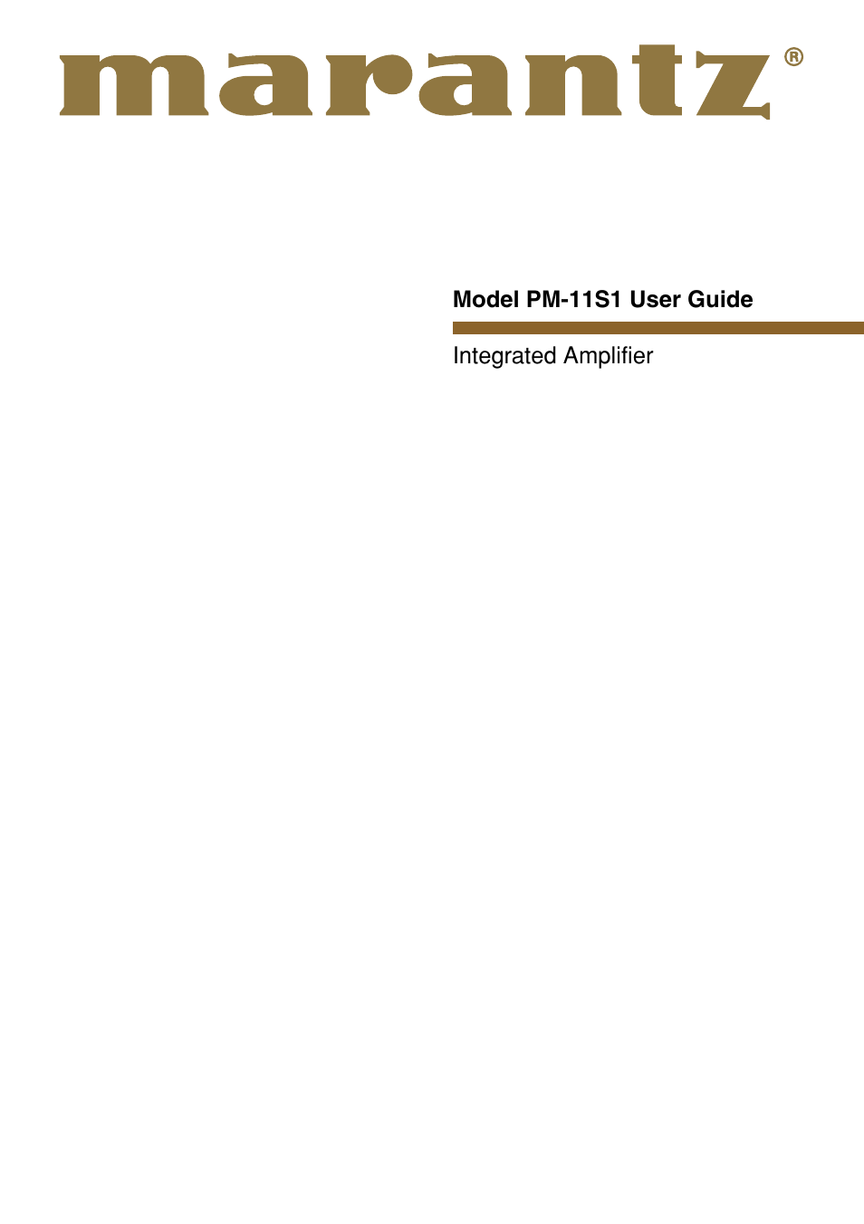 Marantz PM-11S1 User Manual | 29 pages