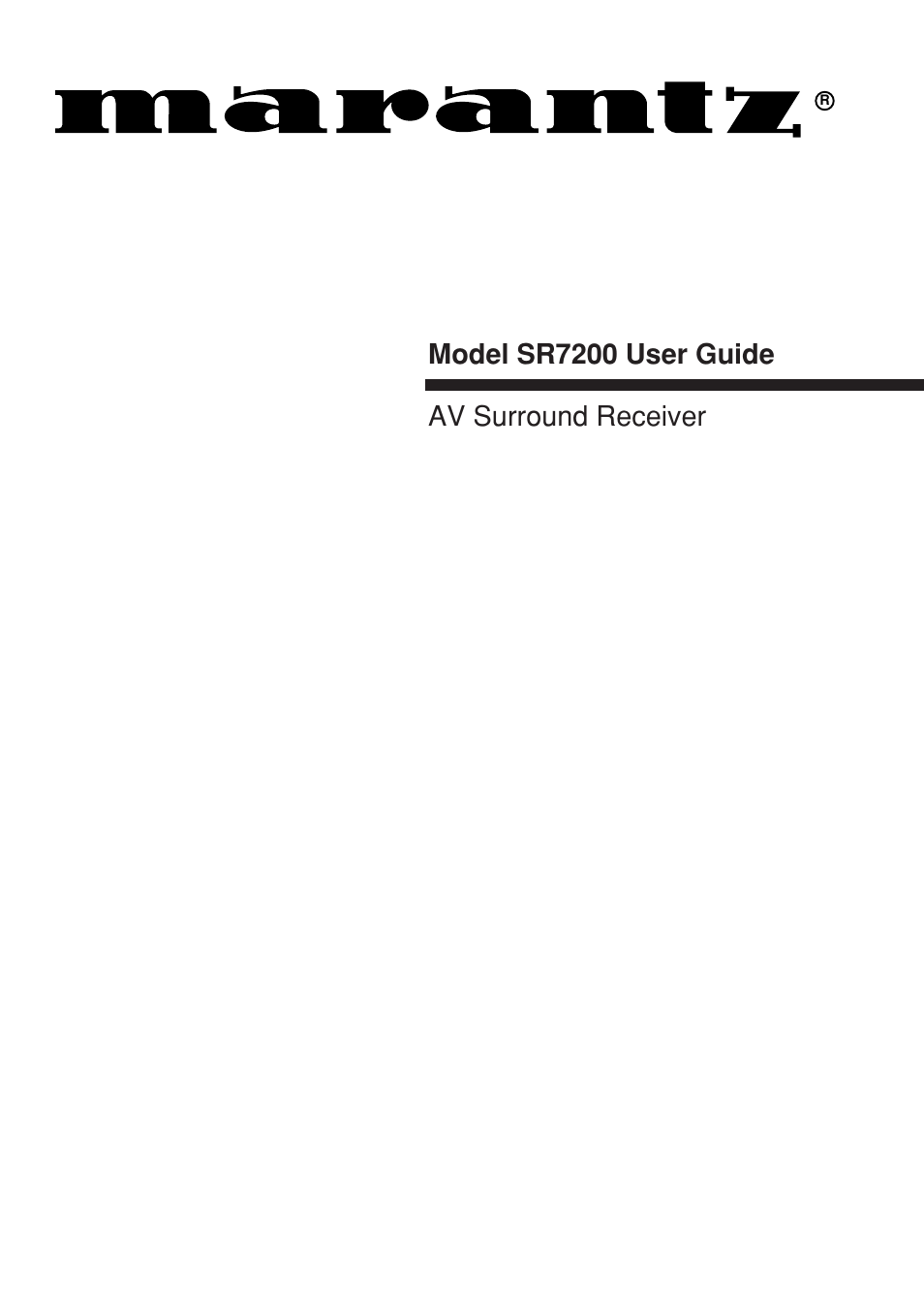 Marantz SR7200 User Manual | 39 pages