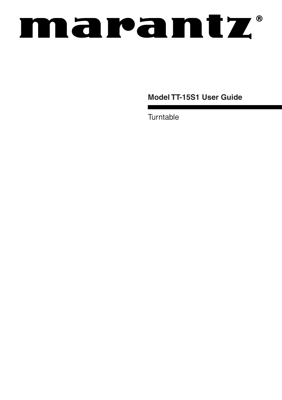 Marantz TT-15S1 User Manual | 19 pages