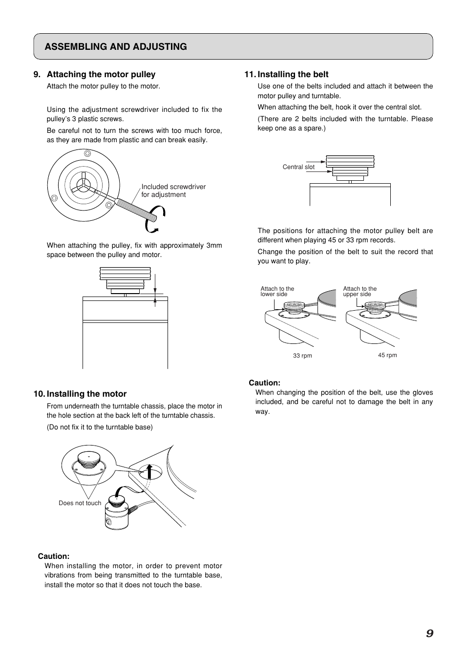 Assembling and adjusting | Marantz TT-15S1 User Manual | Page 13 / 19