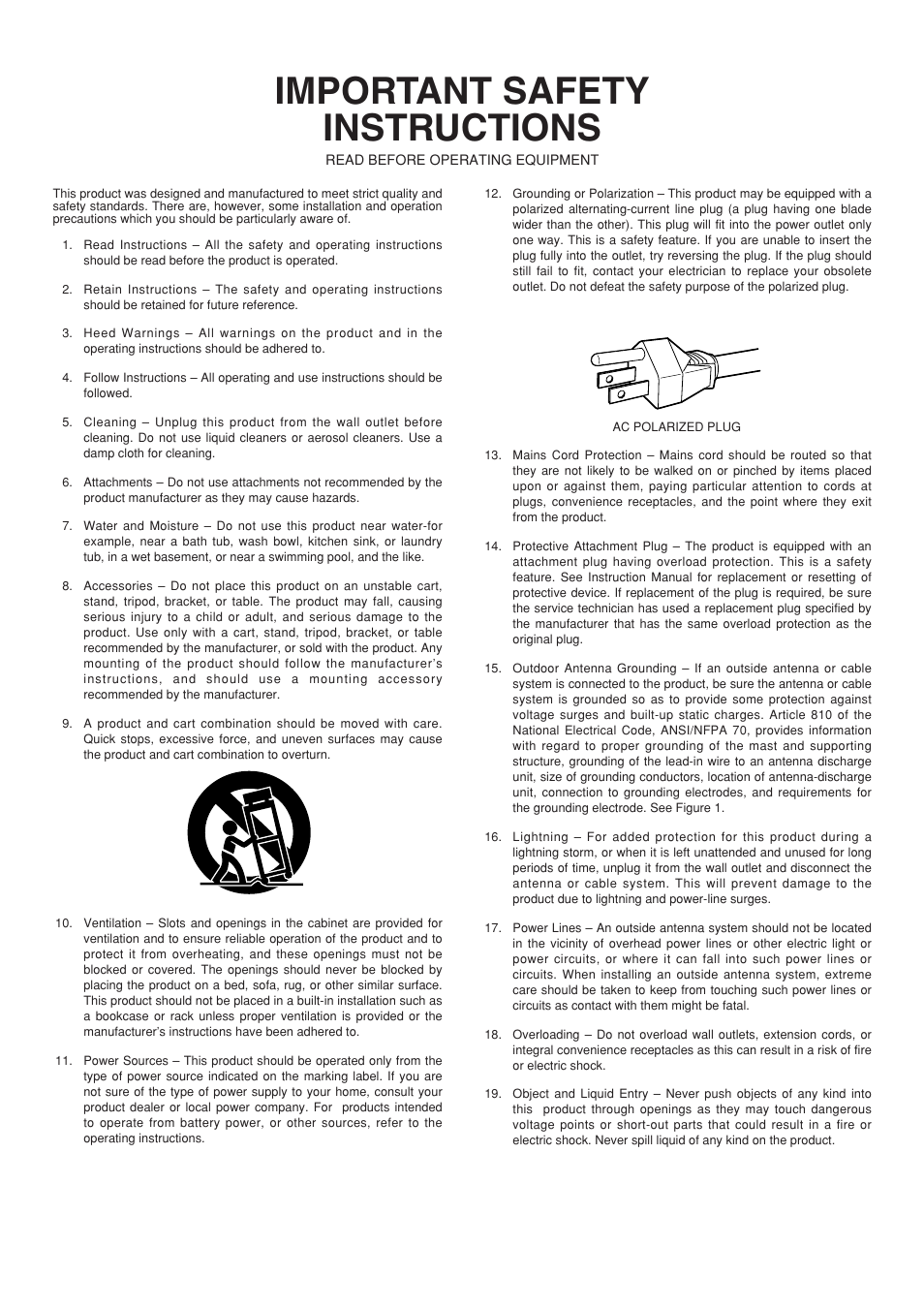 Important safety instructions | Marantz TT-15S1 User Manual | Page 3 / 19