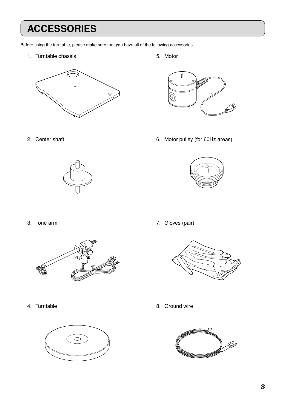 Accessories | Marantz TT-15S1 User Manual | Page 7 / 19