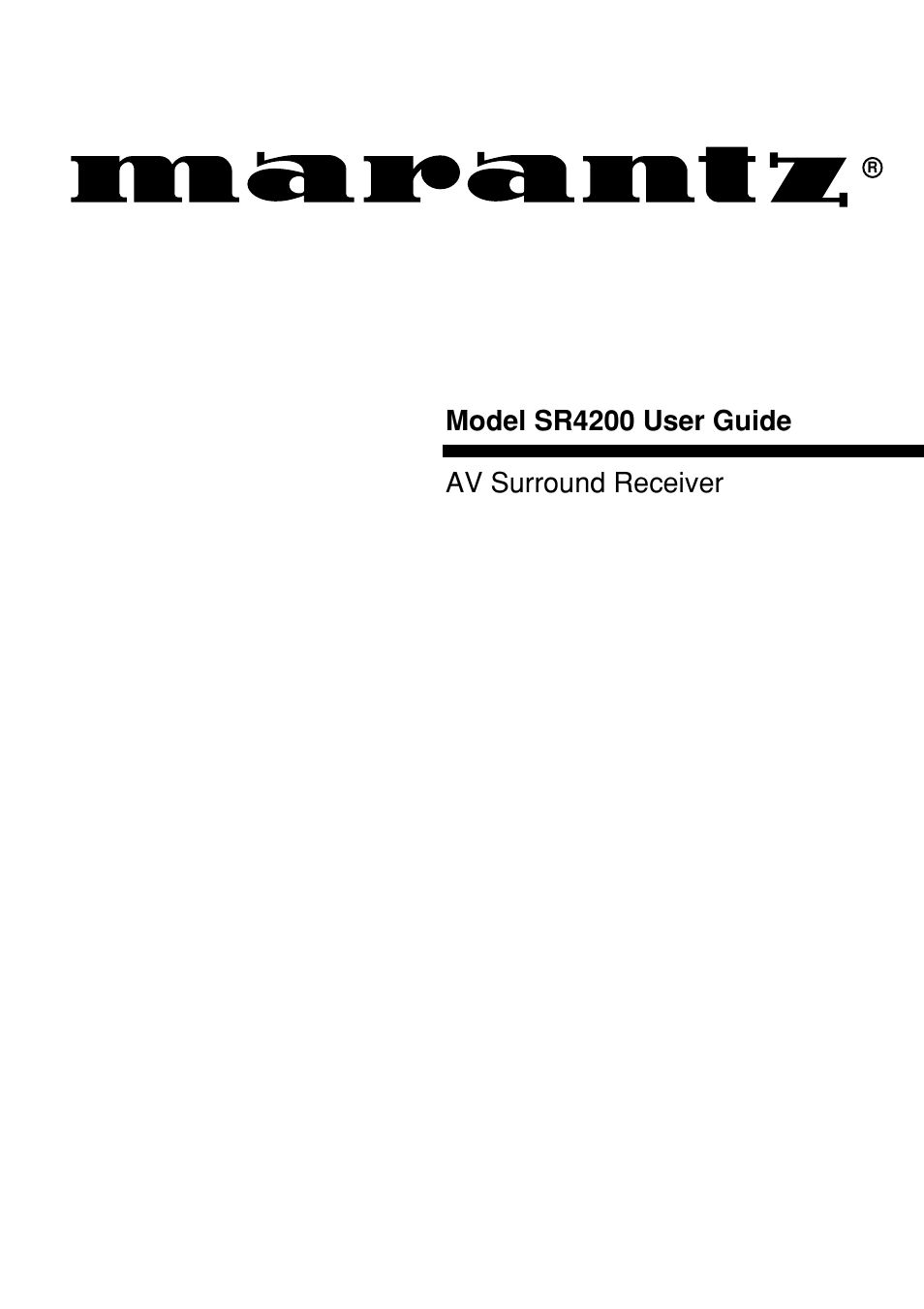 Marantz SR4200 User Manual | 31 pages