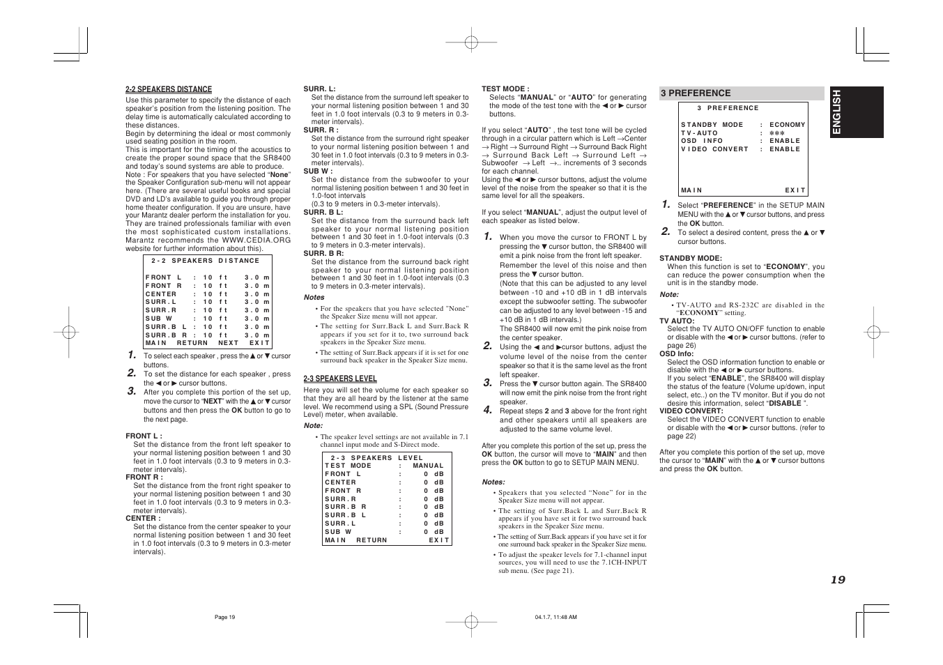 English | Marantz SR8400 User Manual | Page 22 / 52