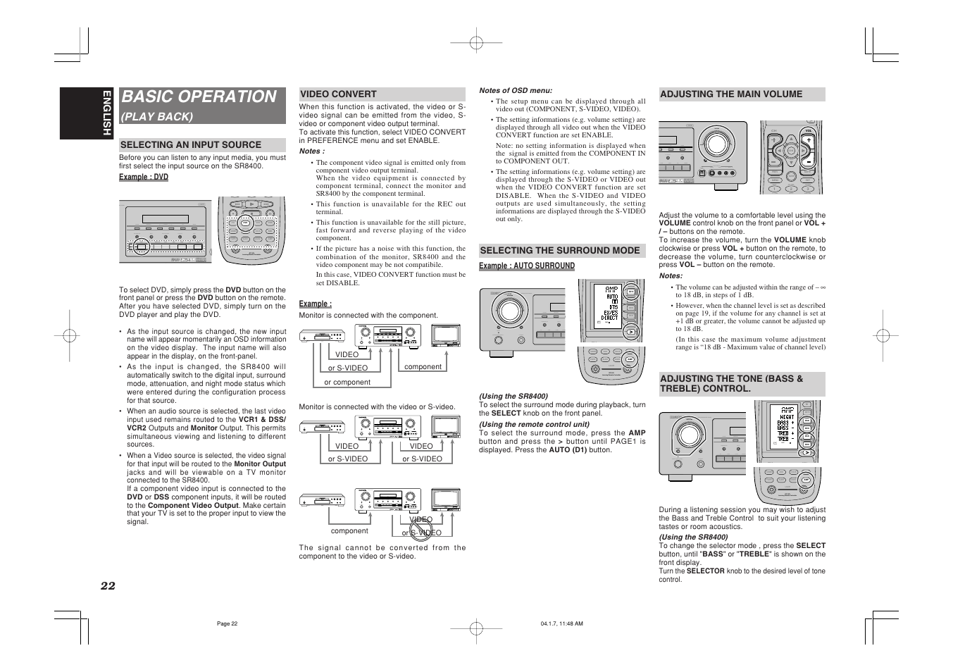 Basic operation | Marantz SR8400 User Manual | Page 25 / 52