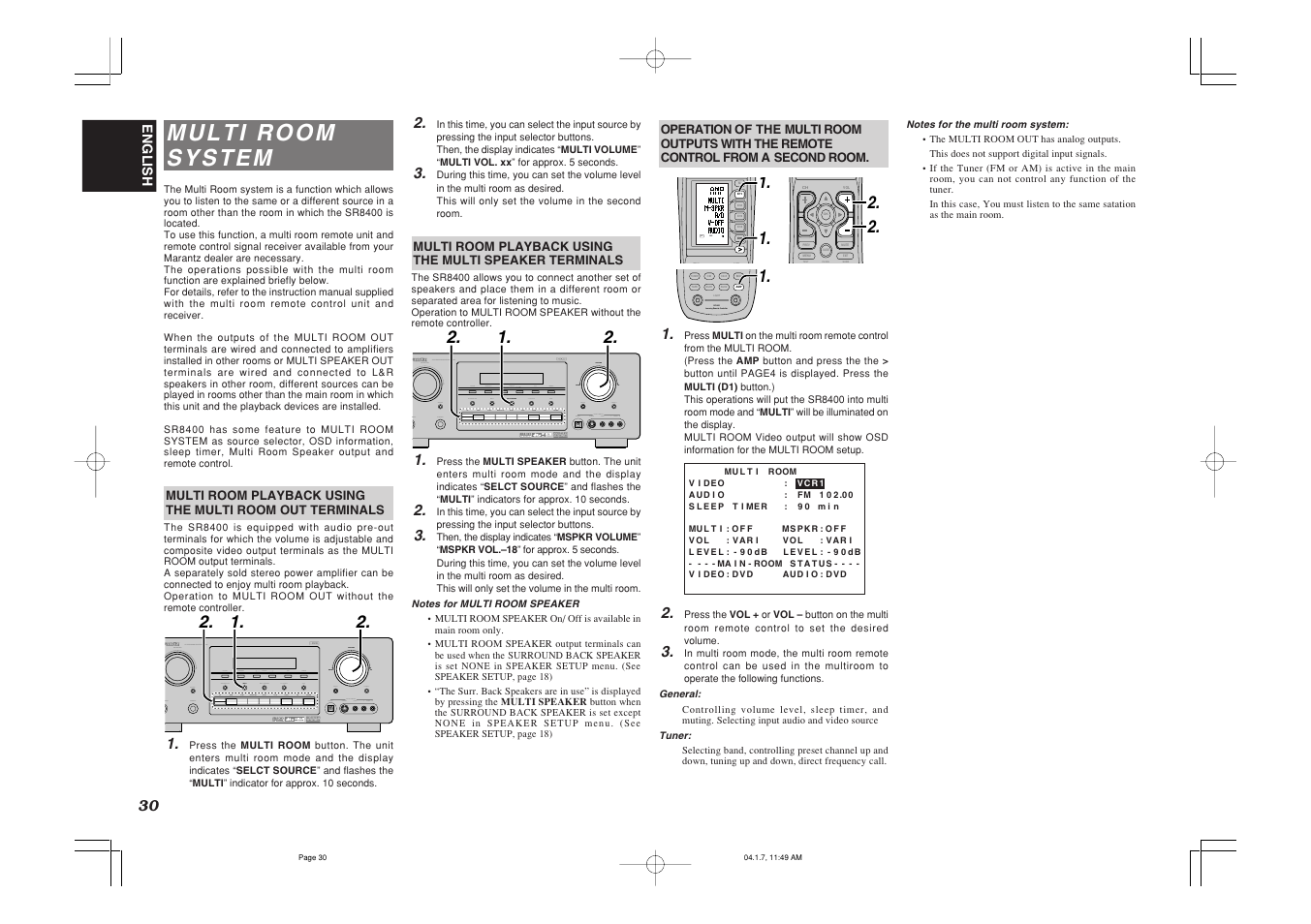 Use page 4, Test ch.sel surr | Marantz SR8400 User Manual | Page 33 / 52