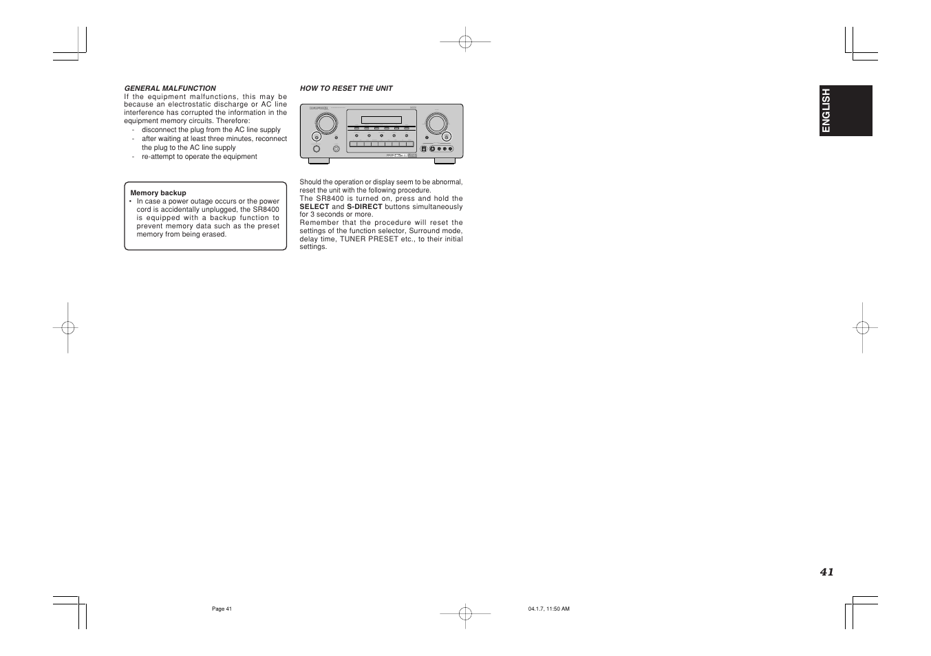 Marantz SR8400 User Manual | Page 44 / 52