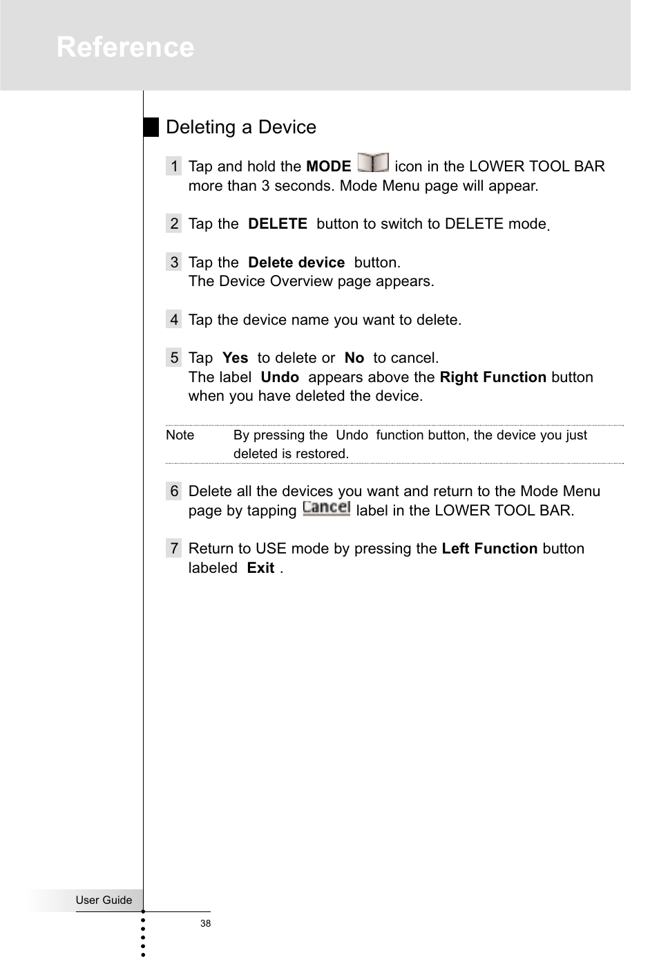 Reference, Deleting a device | Marantz RC5400 User Manual | Page 42 / 68