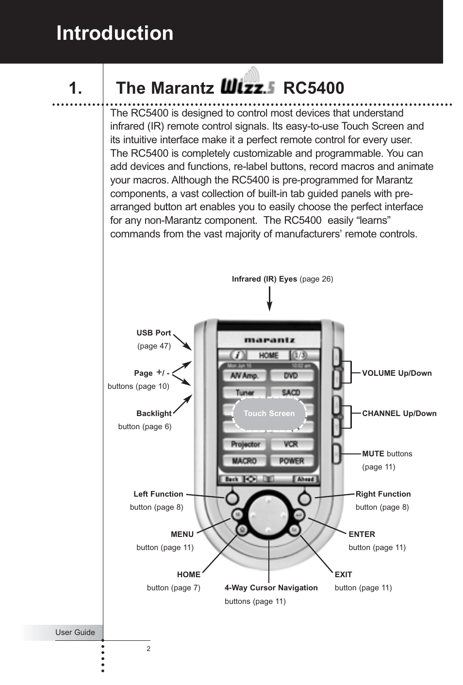 Introduction, The marantz rc5400 | Marantz RC5400 User Manual | Page 6 / 68