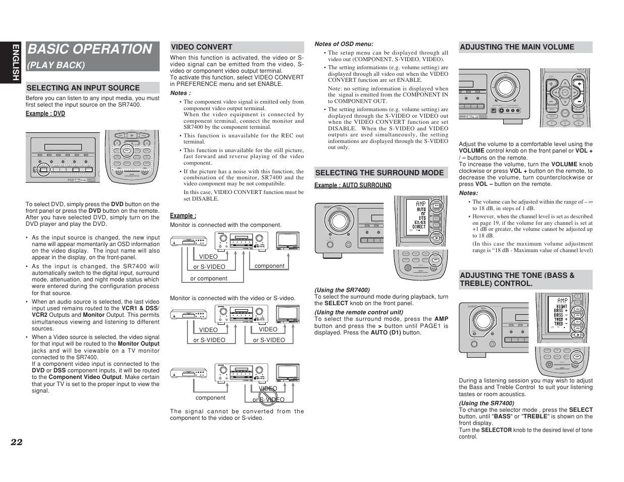 Basic operation, Learning remote controller rc1400, Use page | Test ch.sel surr 7 1ch att spk-ab | Marantz SR7400 User Manual | Page 25 / 52