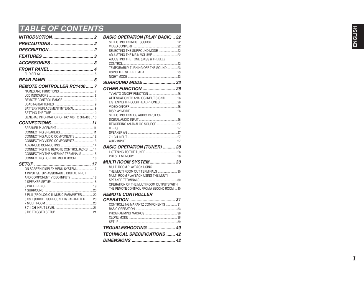 Marantz SR7400 User Manual | Page 4 / 52