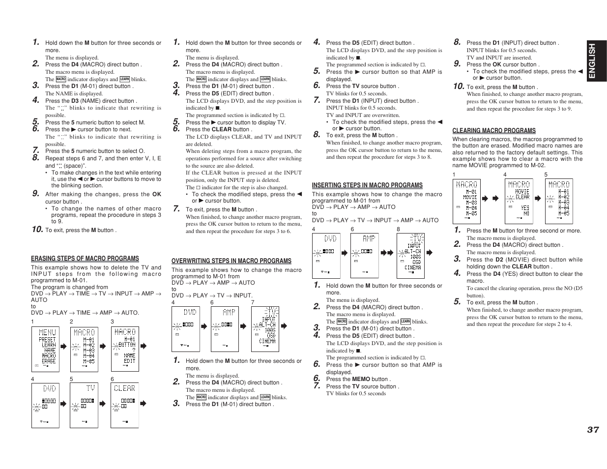 English, Learn macro, Name macro | Macro | Marantz SR7400 User Manual | Page 40 / 52