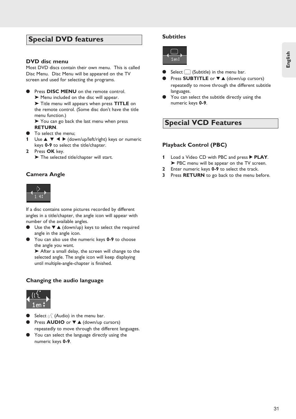 Special vcd features special dvd features | Marantz SA-12S1 User Manual | Page 35 / 40