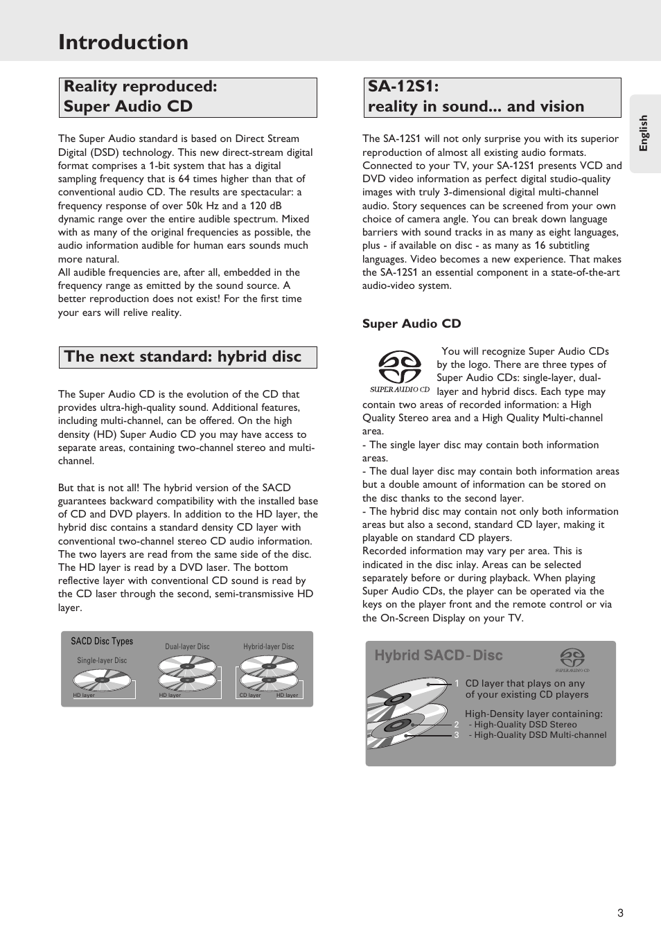 Introduction, Sa-12s1: reality in sound... and vision | Marantz SA-12S1 User Manual | Page 7 / 40