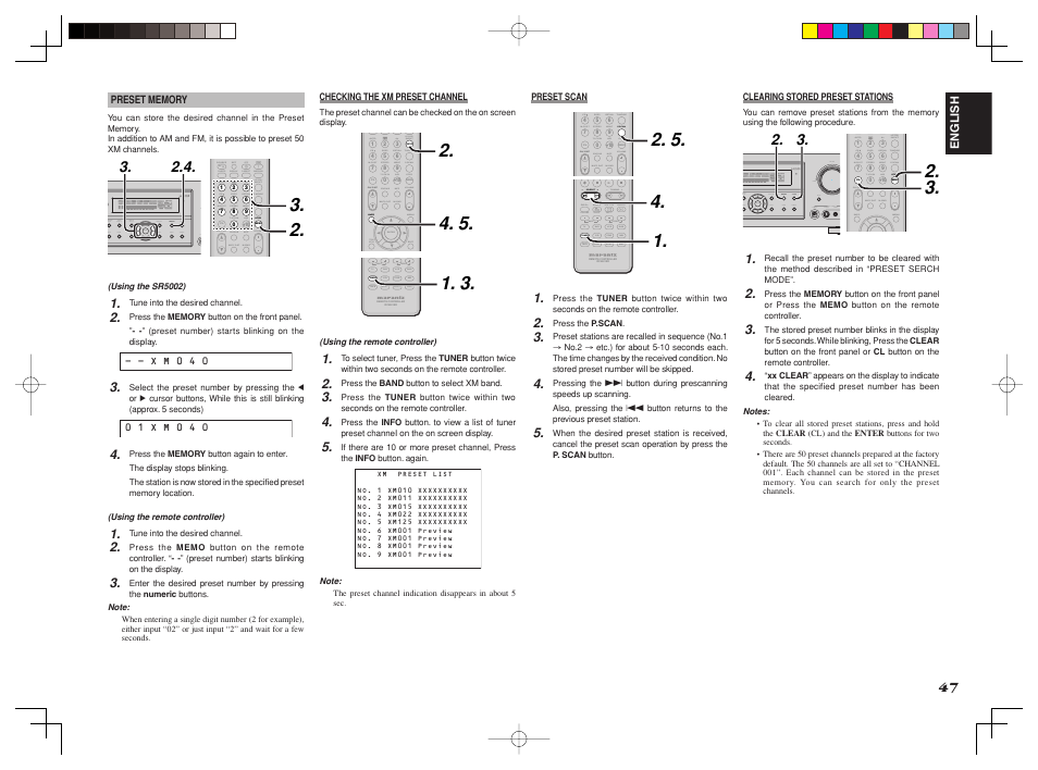 Cat p.scan cat t.mode, Source, P.direct ht-eq ht-eq | Cat t.mode, Cat ch/ ch/ p.scan info info, Cat ch/ ch/ p.scan, Tuning preset | Marantz SR4002/SR5002 User Manual | Page 50 / 60