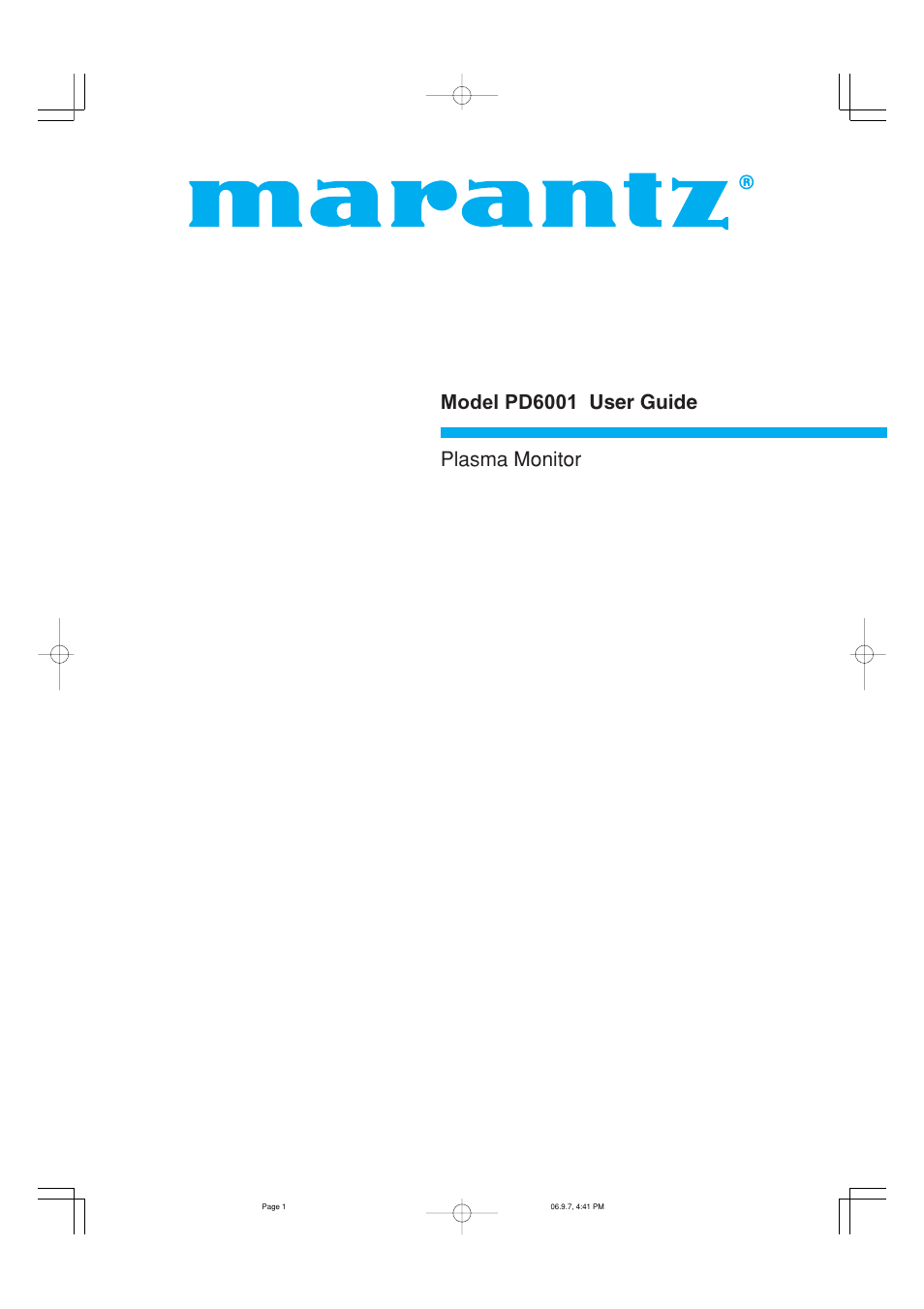 Marantz PD6001 User Manual | 40 pages