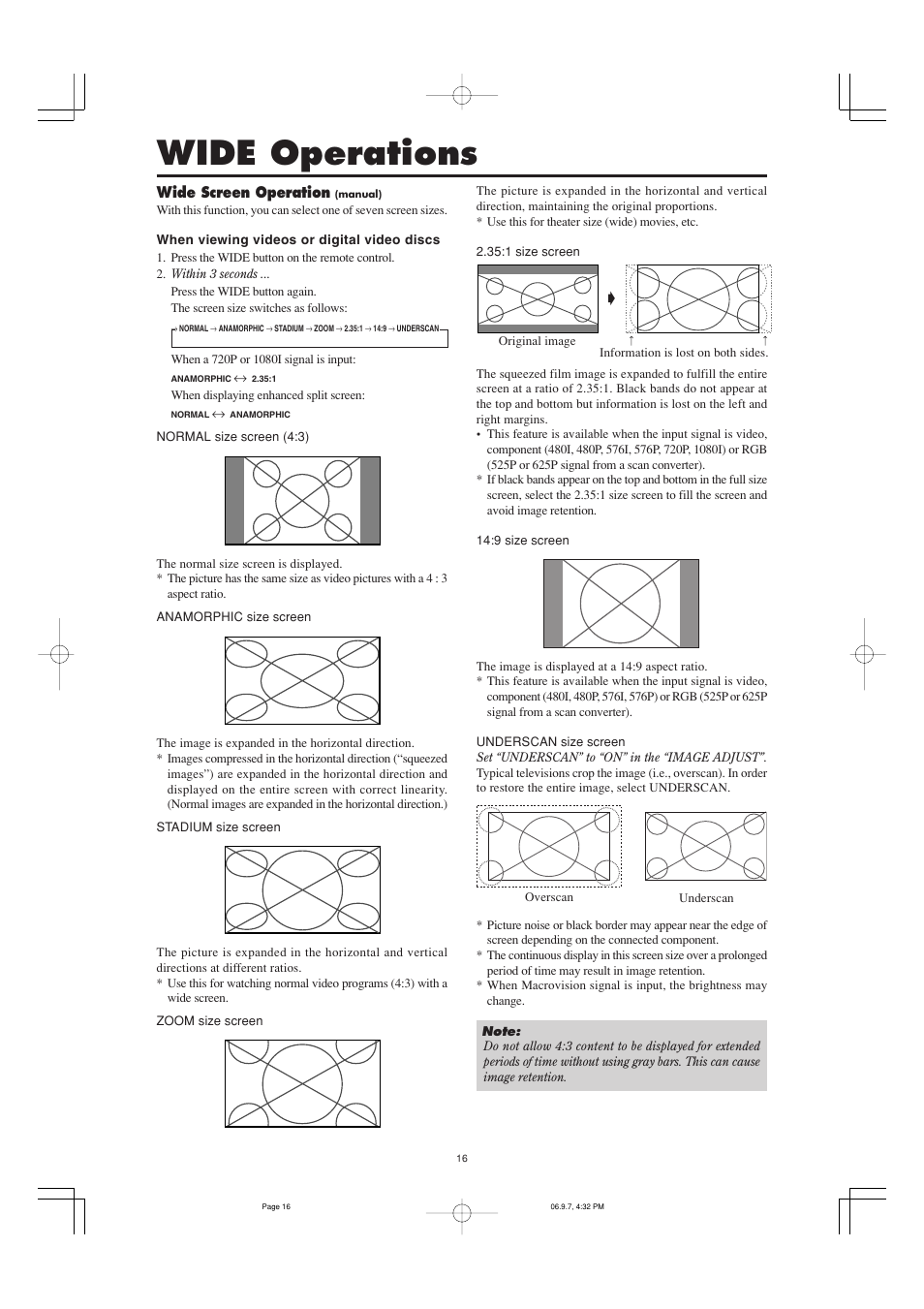 Wide operations | Marantz PD6001 User Manual | Page 15 / 40