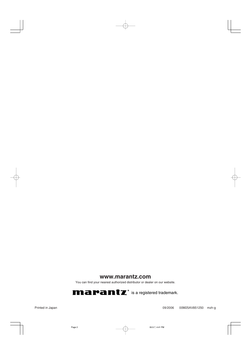 Marantz PD6001 User Manual | Page 40 / 40