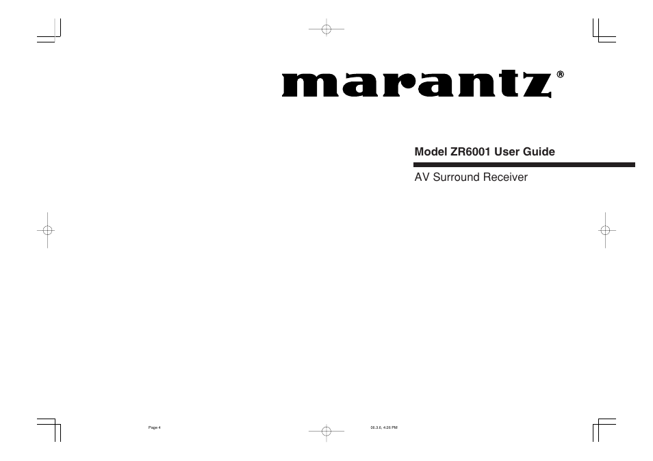 Marantz ZR6001 User Manual | 56 pages