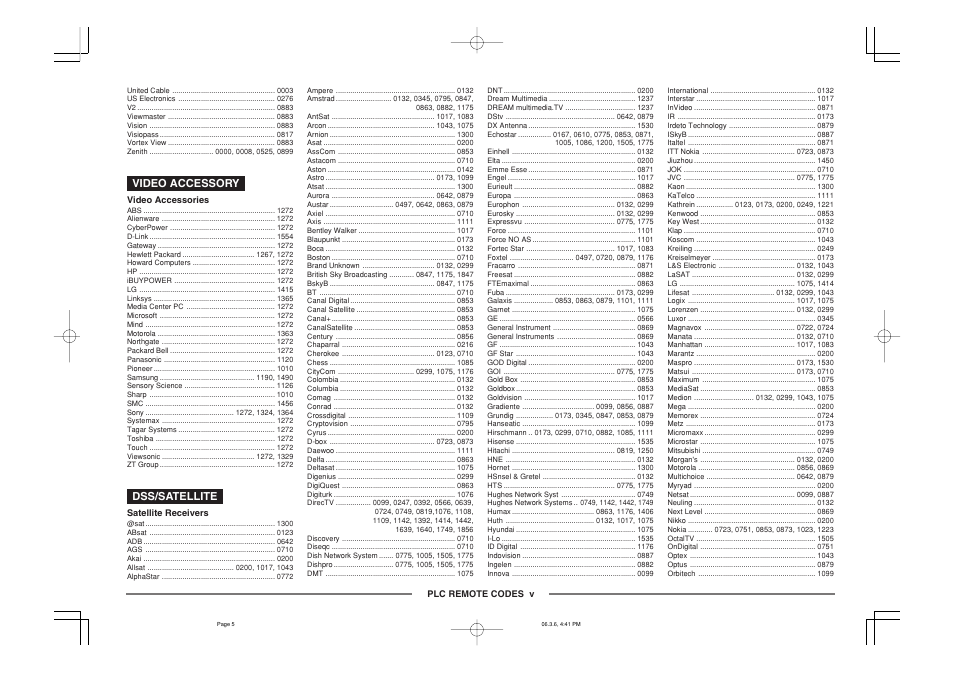 Video accessory, Dss/satellite | Marantz ZR6001 User Manual | Page 49 / 56