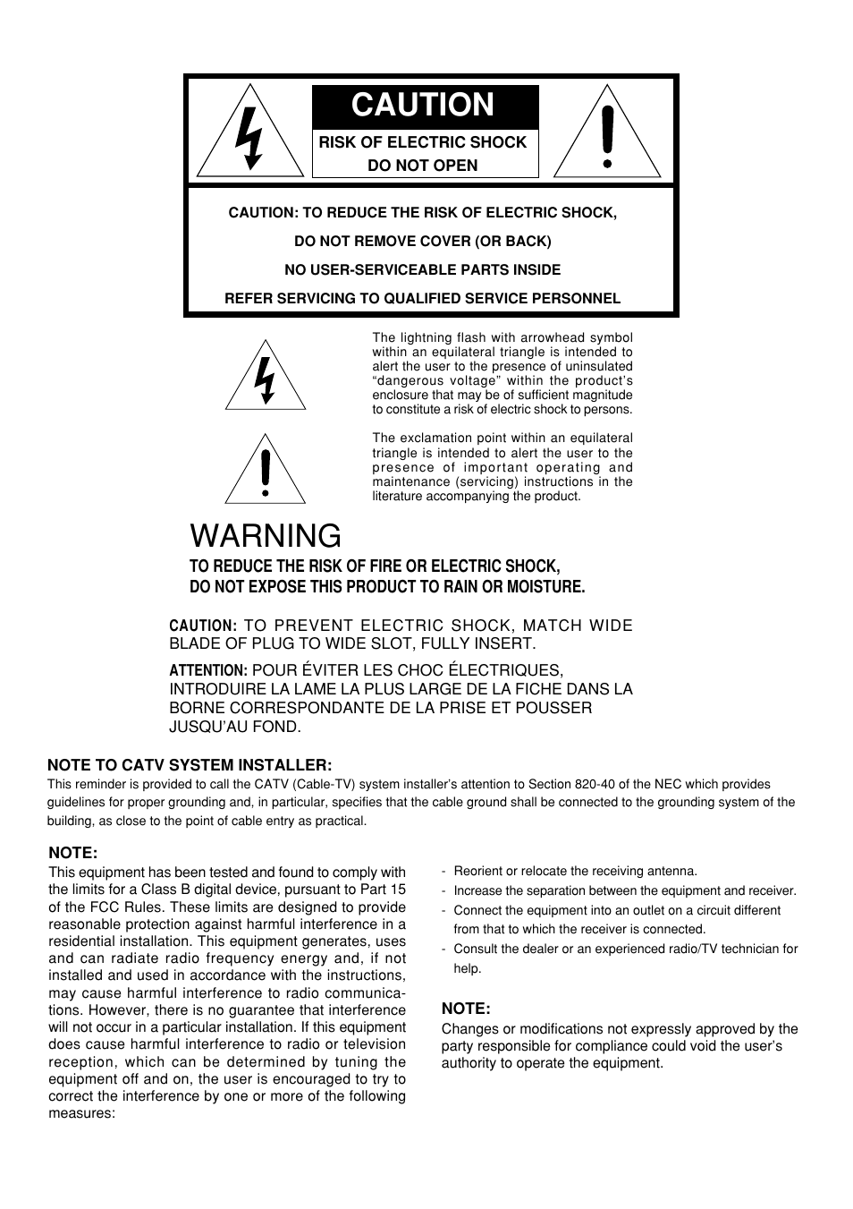 Caution, Warning | Marantz SR6300 User Manual | Page 2 / 43
