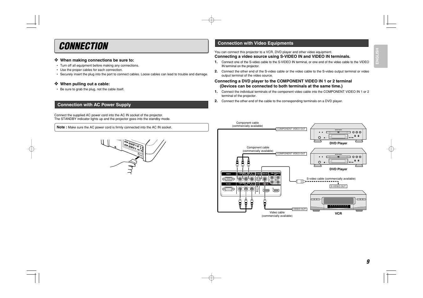 Connection, Fl off standby fl off standby | Marantz VP-11S1 User Manual | Page 17 / 43