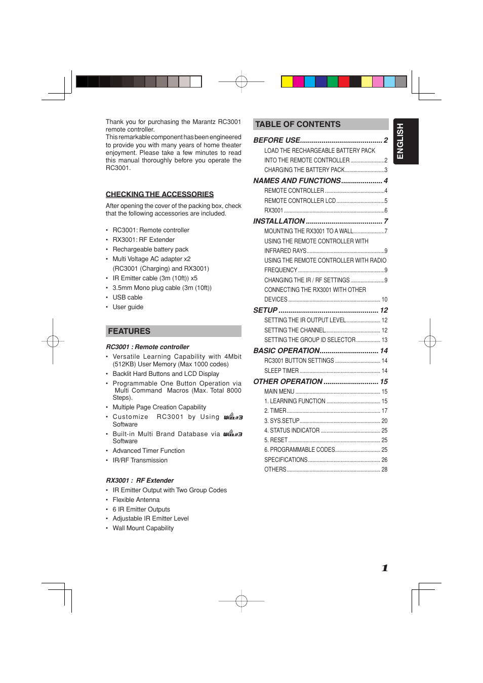 Marantz RC3001 User Manual | Page 6 / 34