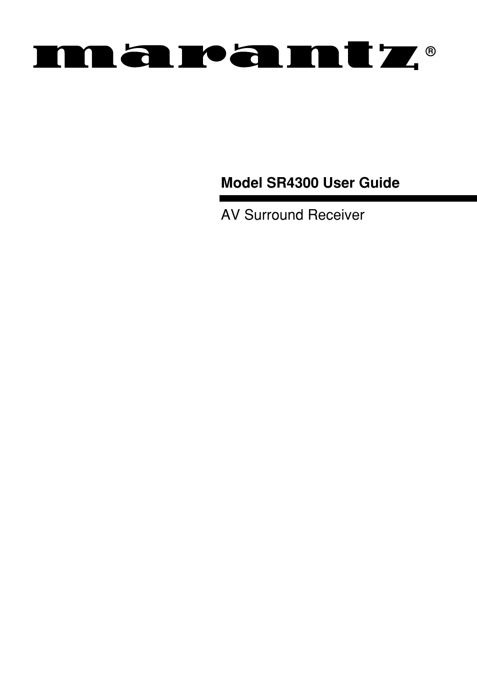 Marantz SR4300 User Manual | 44 pages