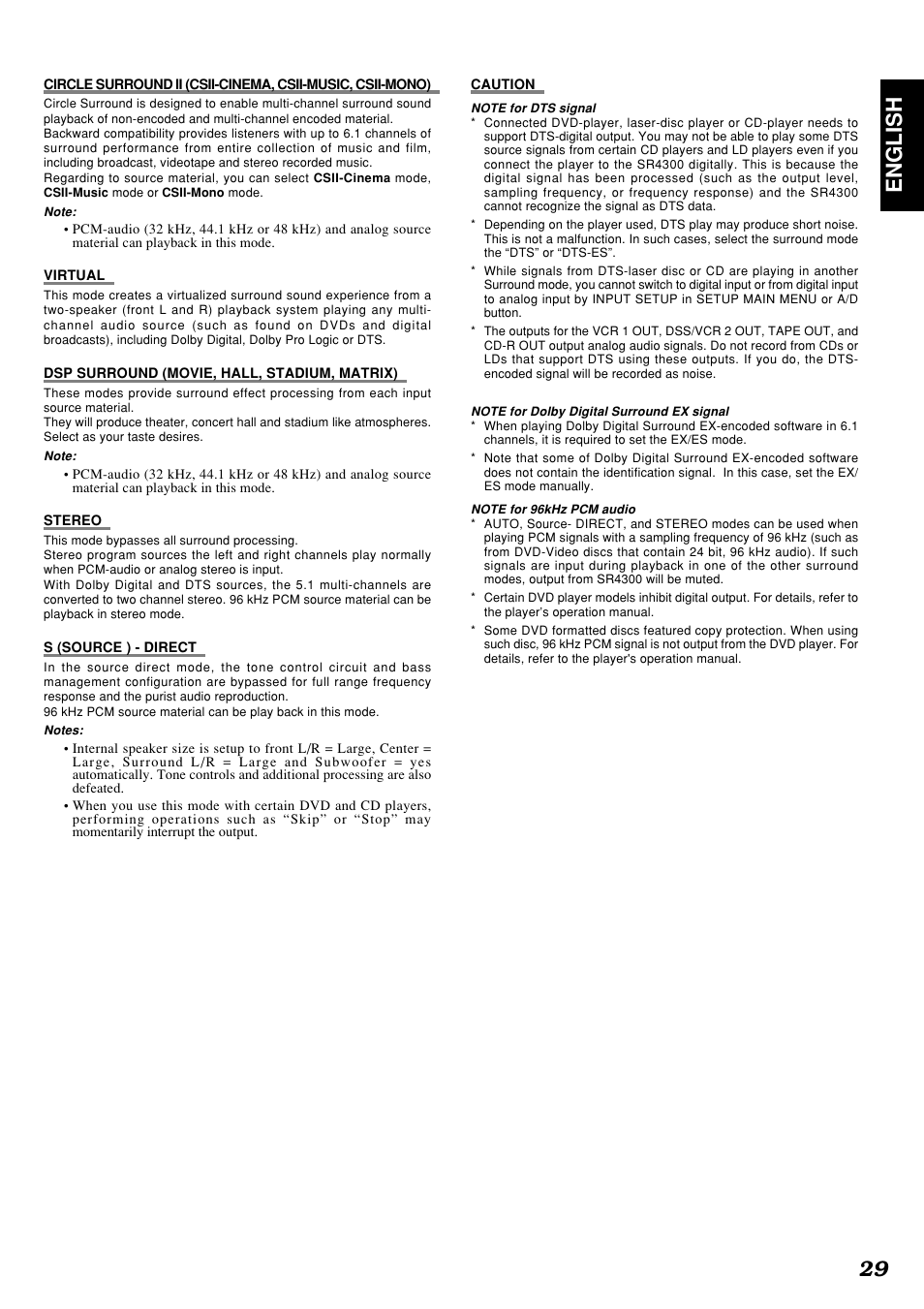 29 english | Marantz SR4300 User Manual | Page 33 / 44