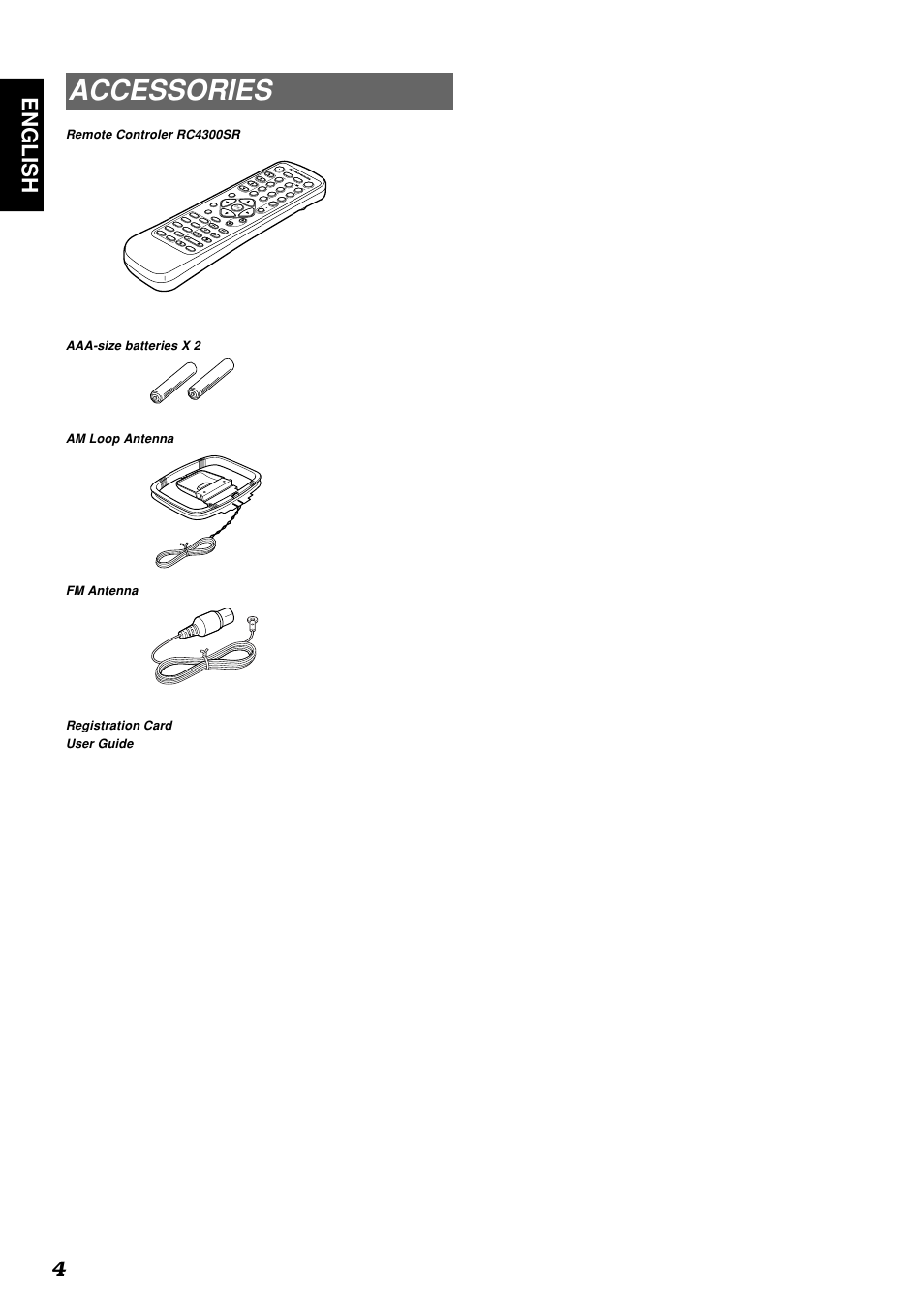Accessories, 4english | Marantz SR4300 User Manual | Page 8 / 44