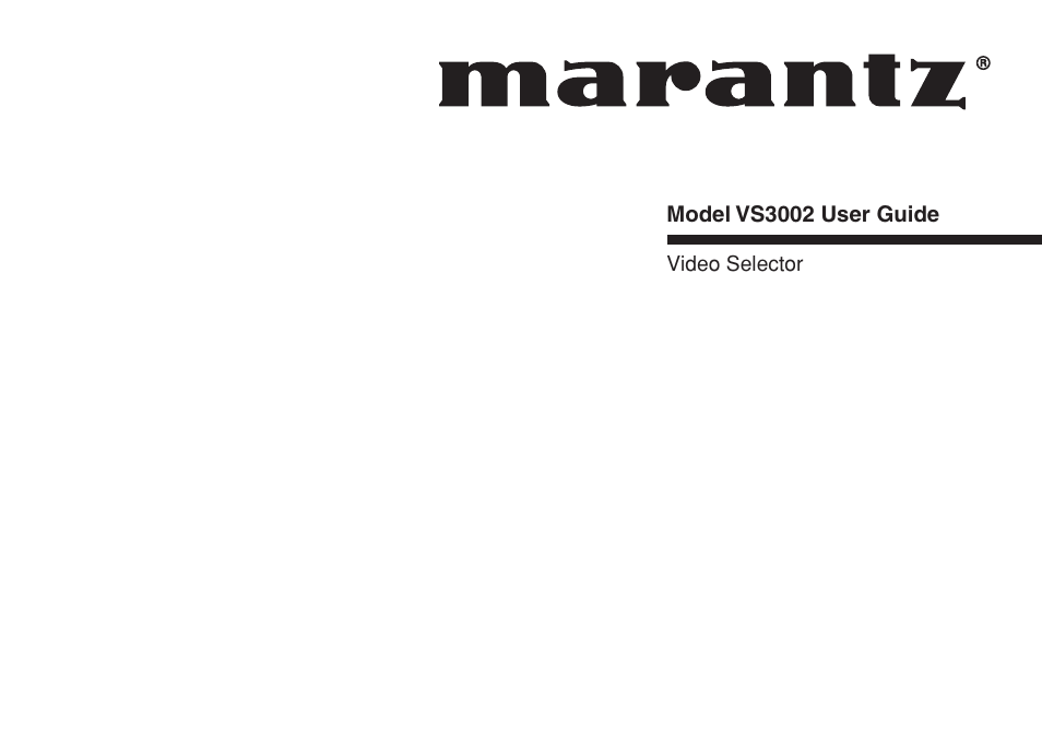 Marantz VS3002 User Manual | 21 pages