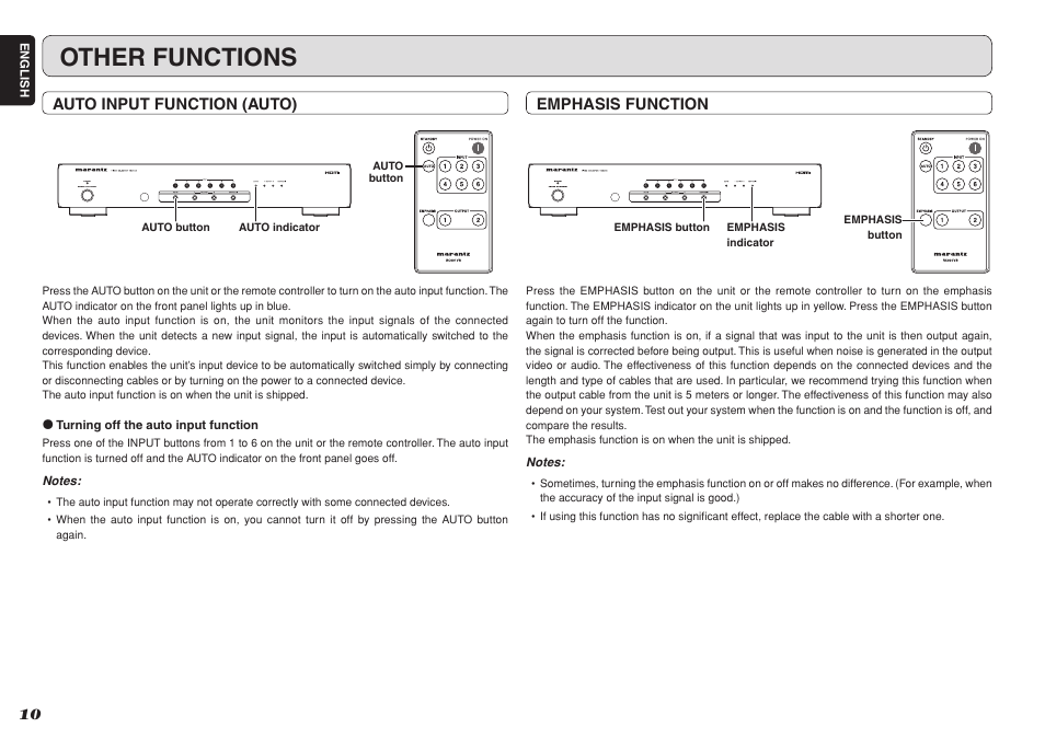 Other functions | Marantz VS3002 User Manual | Page 15 / 21