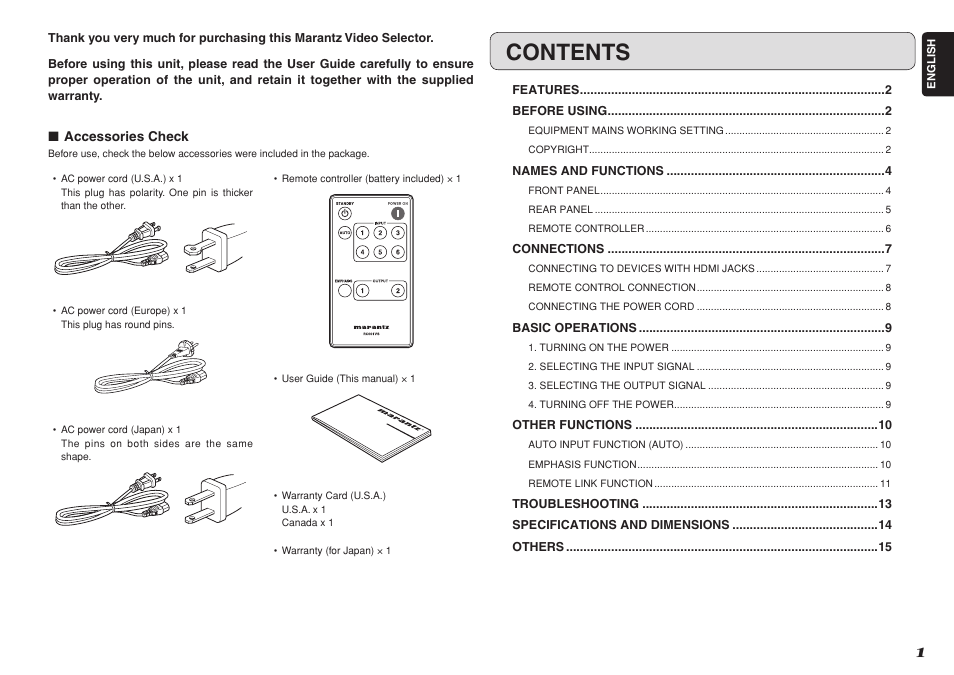 Marantz VS3002 User Manual | Page 6 / 21