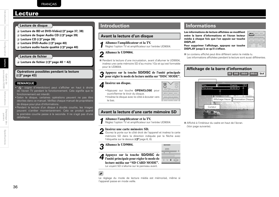Lecture, Introduction, Informations | Marantz 541110297226M User Manual | Page 40 / 72