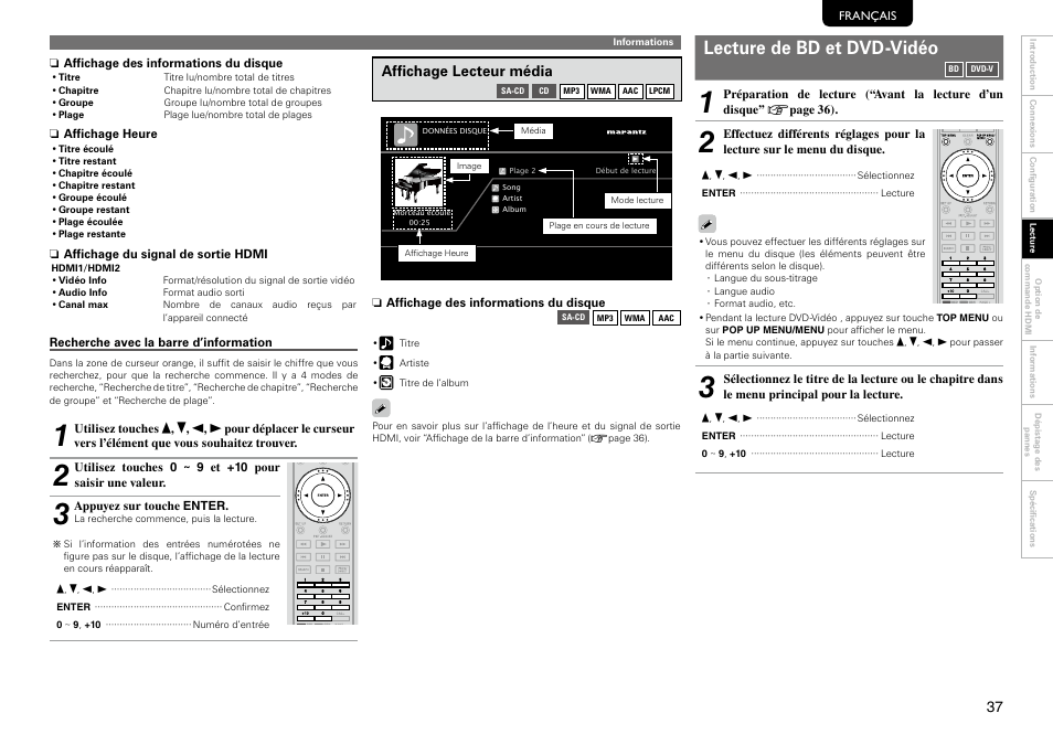 Lecture de bd et dvd-vidéo | Marantz 541110297226M User Manual | Page 41 / 72