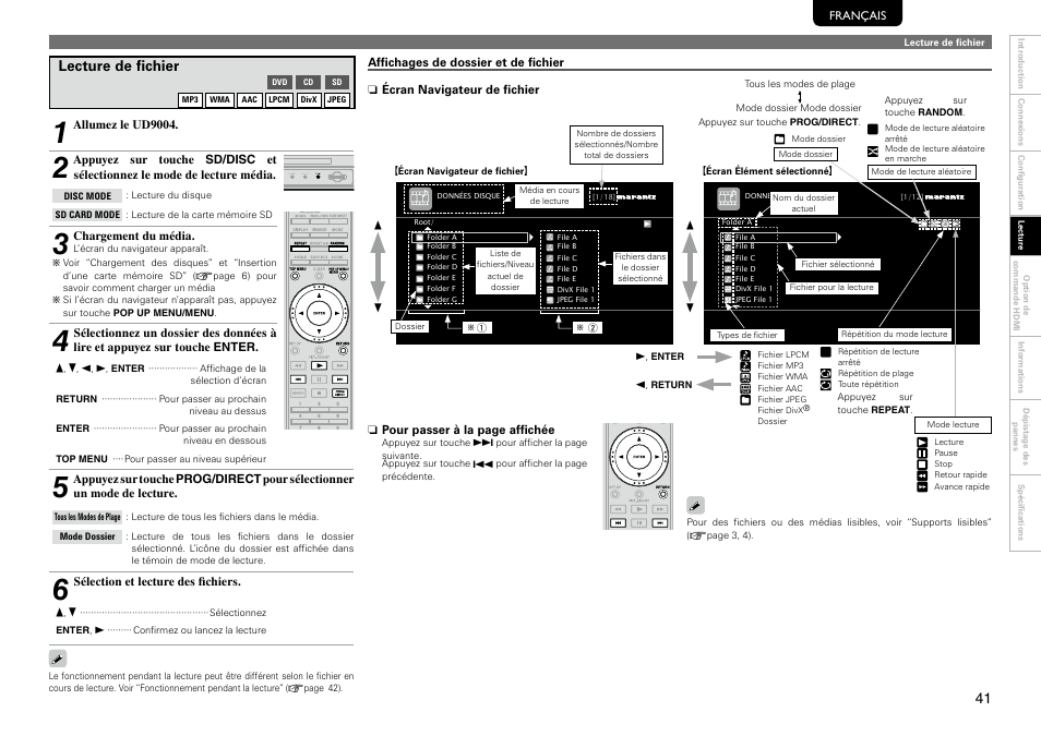 Lecture de fichier | Marantz 541110297226M User Manual | Page 45 / 72