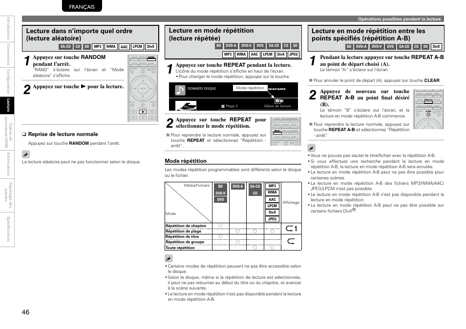 Lecture en mode répétition (lecture répétée) | Marantz 541110297226M User Manual | Page 50 / 72